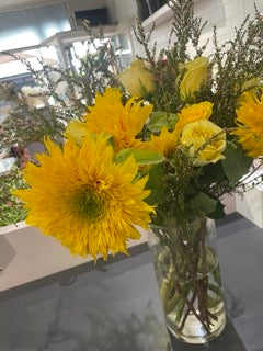 Golden Hour — Teddy Bear Sunflower Vase Arrangement