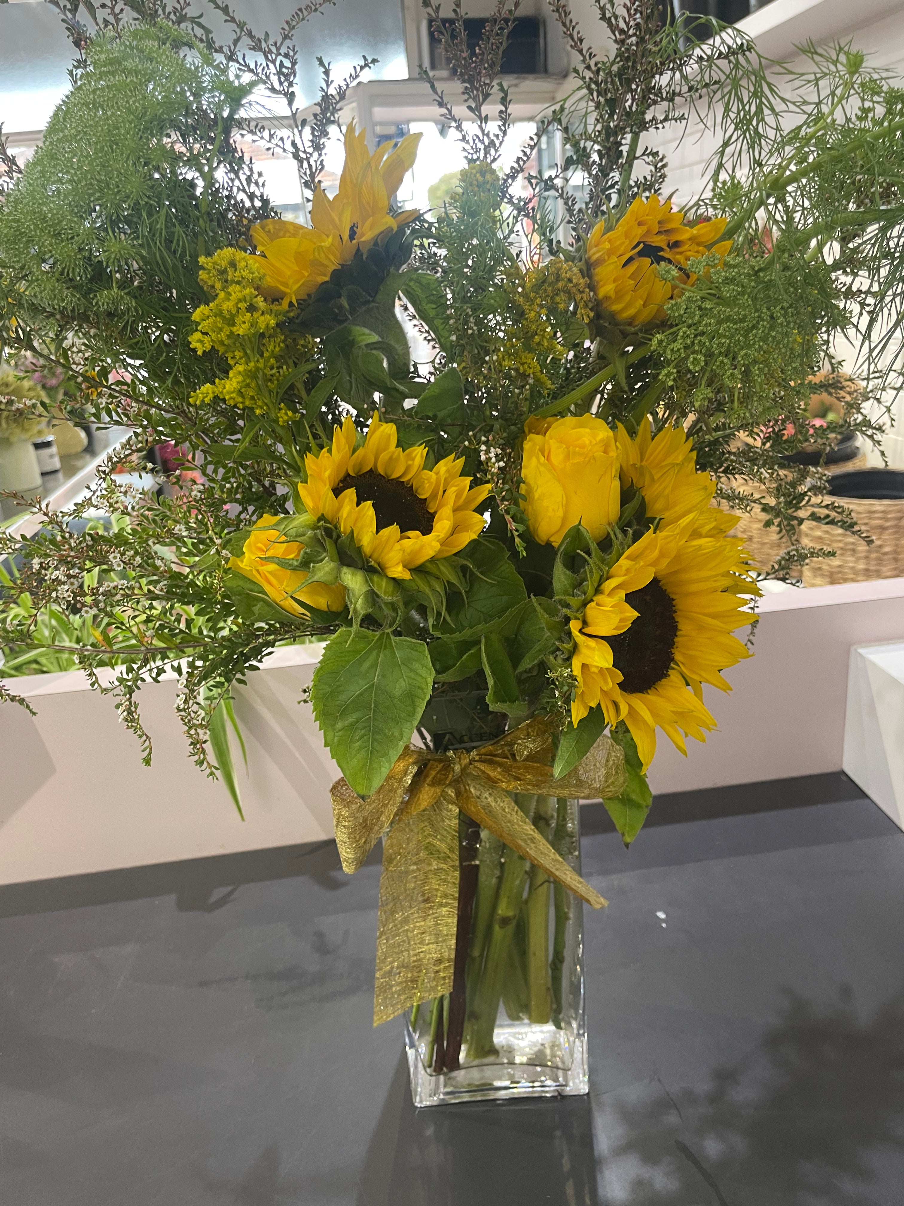 Sunshine & Smiles — Sunflower Vase Arrangement