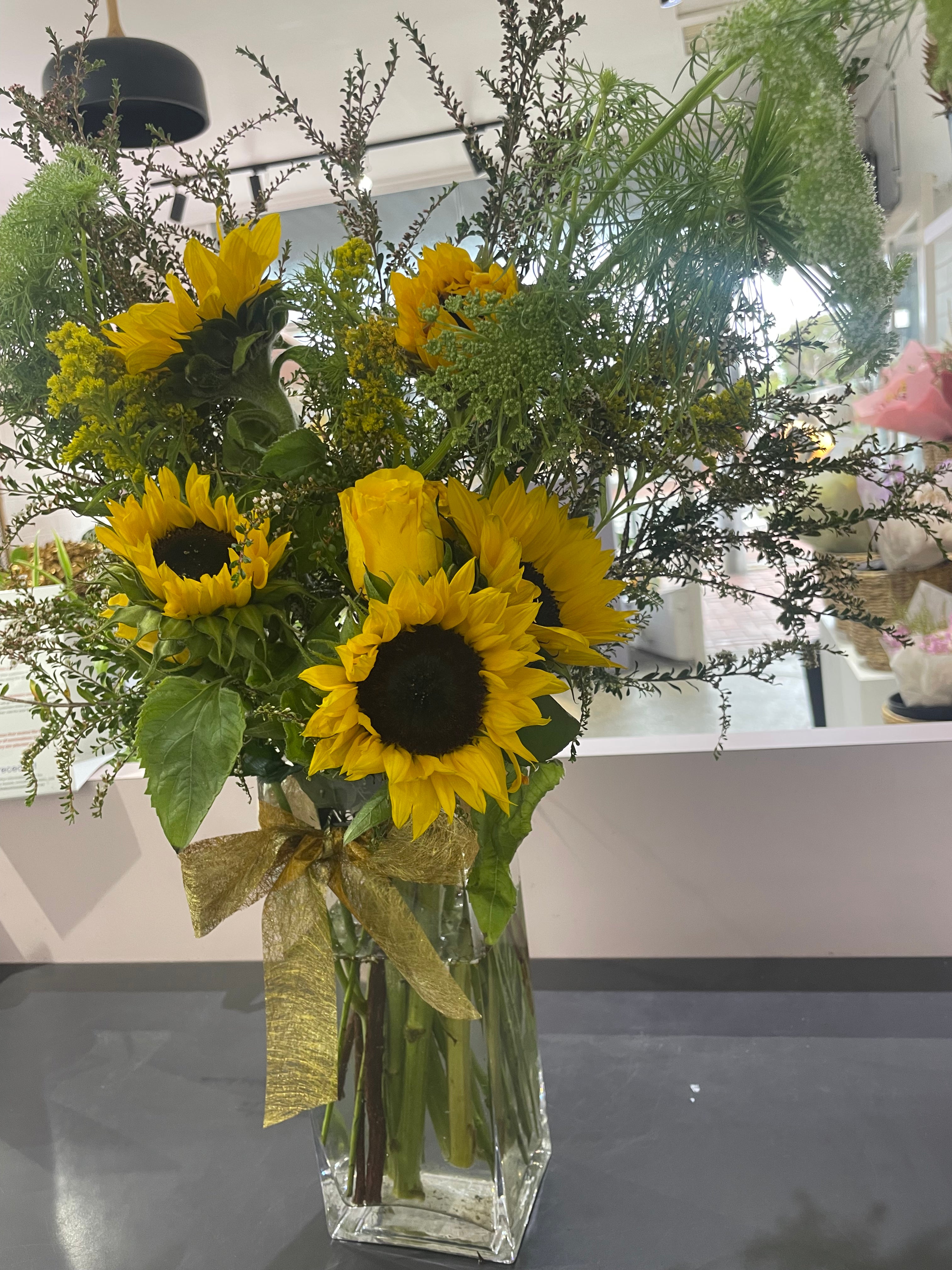 Sunshine & Smiles — Sunflower Vase Arrangement