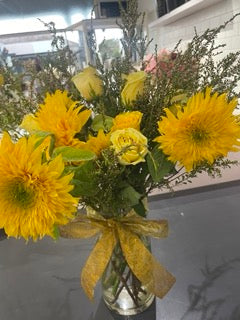 Golden Hour — Teddy Bear Sunflower Vase Arrangement